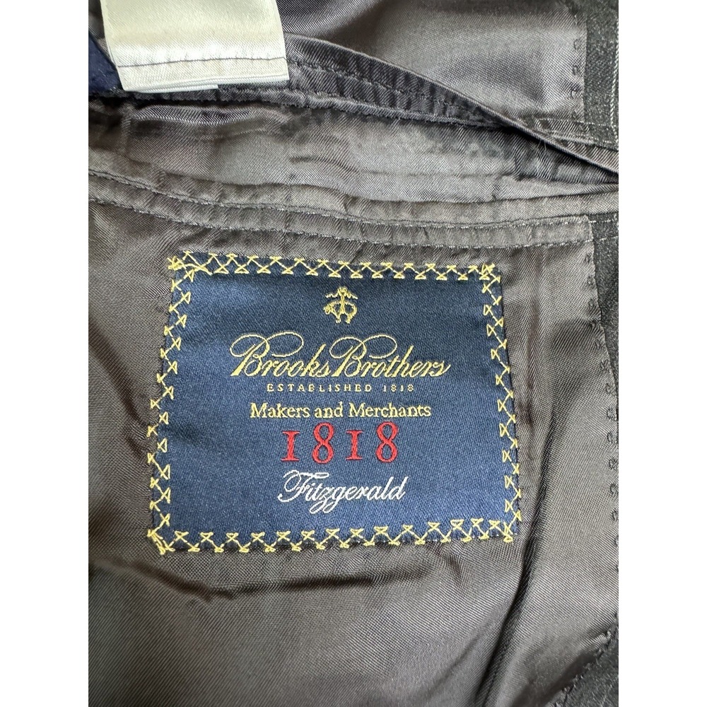 Brooks Brothers Suit Jacket 42 R Charcoal Wool Striped Estrato Fitzgerald USA - Picture 10 of 16